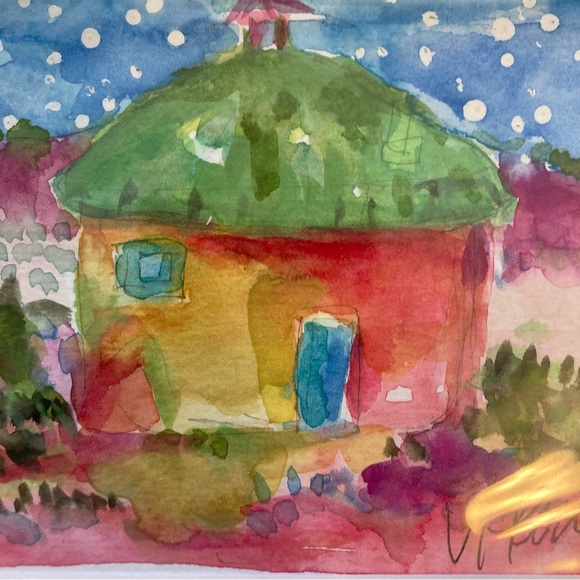 Southwest Church”An Original Watercolor Painting Matted 5"x7" Arches Paper - Picture 4 of 7